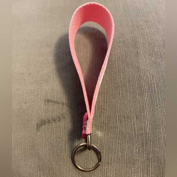 Handmade by me breast cancer awareness wristlet with keychain ring, 6”, pink - Picture 7 of 8